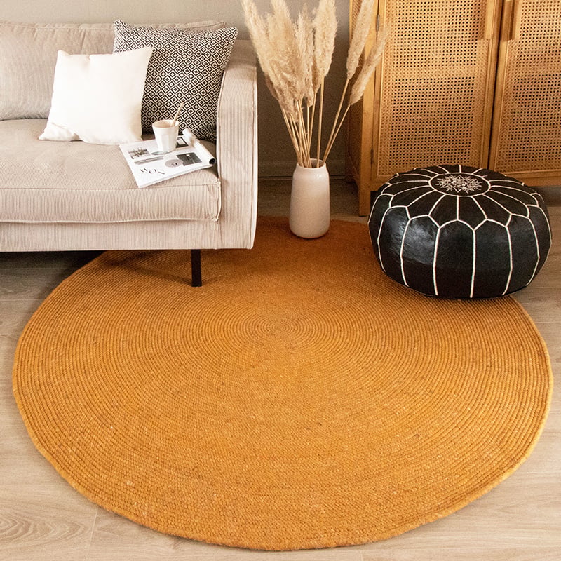 Round Wool Rug - Wise Yellow