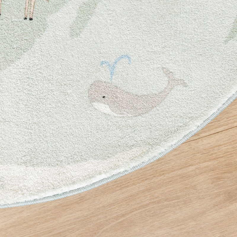 Round Kids Rug - Globe Mint