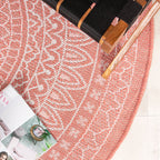 Round Outdoor Rug - Summer Azteca Pink
