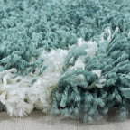 Round berber floor rug - Agadir Lines Blue/Cream