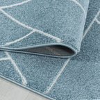 Retro floor rug - Stencil Triangle Blue/White