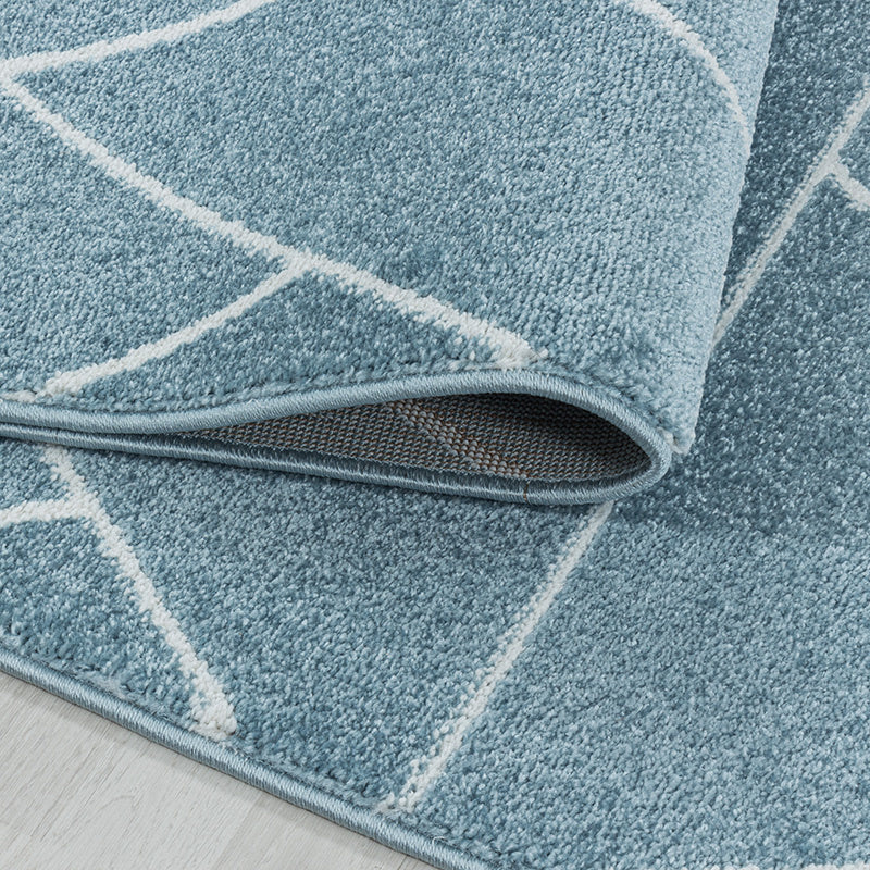 Retro floor rug - Stencil Triangle Blue/White