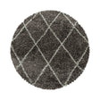 Round berber floor rug - Agadir Lines Taupe/Cream