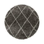 Round berber floor rug - Agadir Lines Taupe/Cream