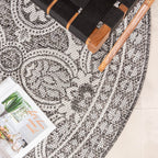 Round Outdoor Rug - Summer Oriental Grey