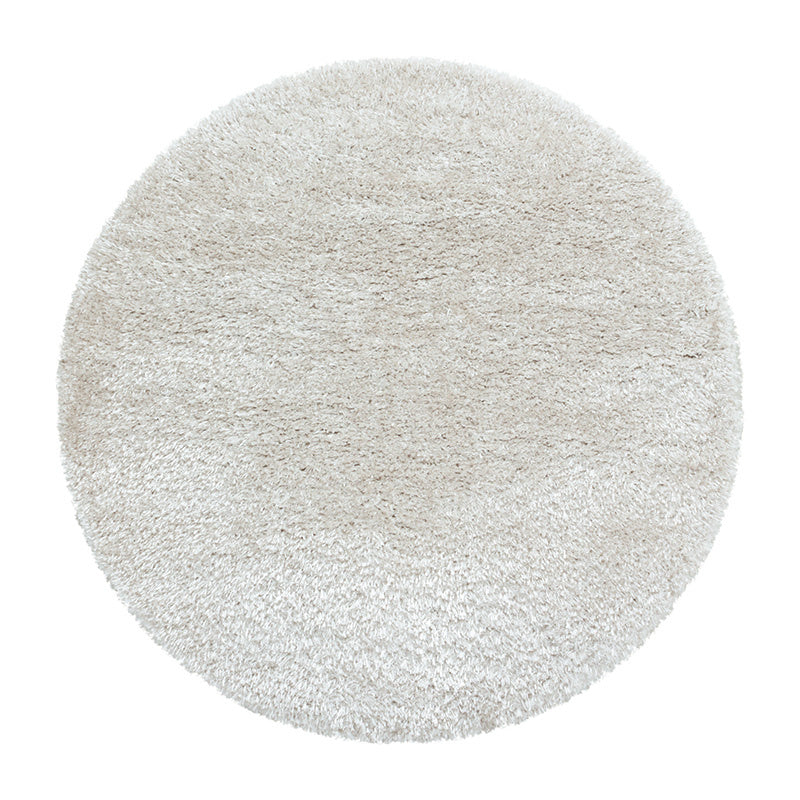 Round High-Pile Rug - Blushy Creme/White