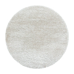 Round High-Pile Rug - Blushy Creme/White