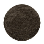 Round High-Pile Floor Rug - Fuzzy Brown