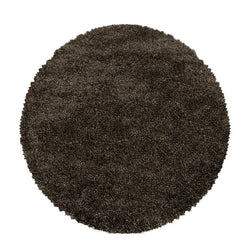 Round High-Pile Floor Rug - Fuzzy Brown