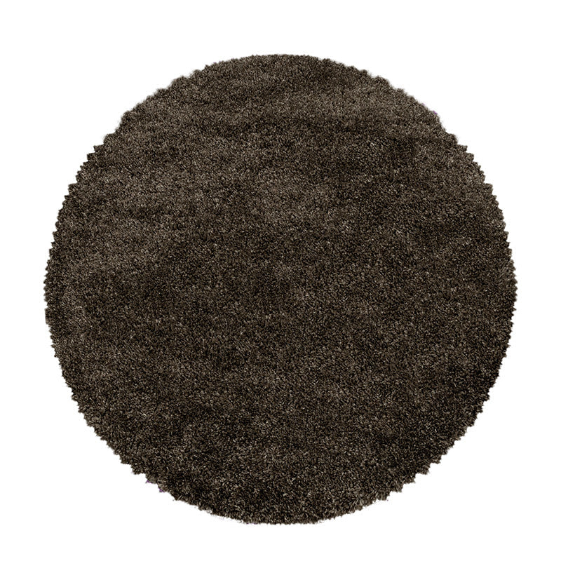Round High-Pile Floor Rug - Fuzzy Brown