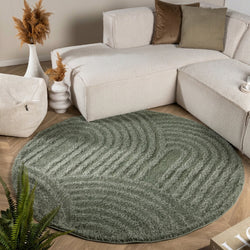 Round Scandinavian rug - Lova Arches Green