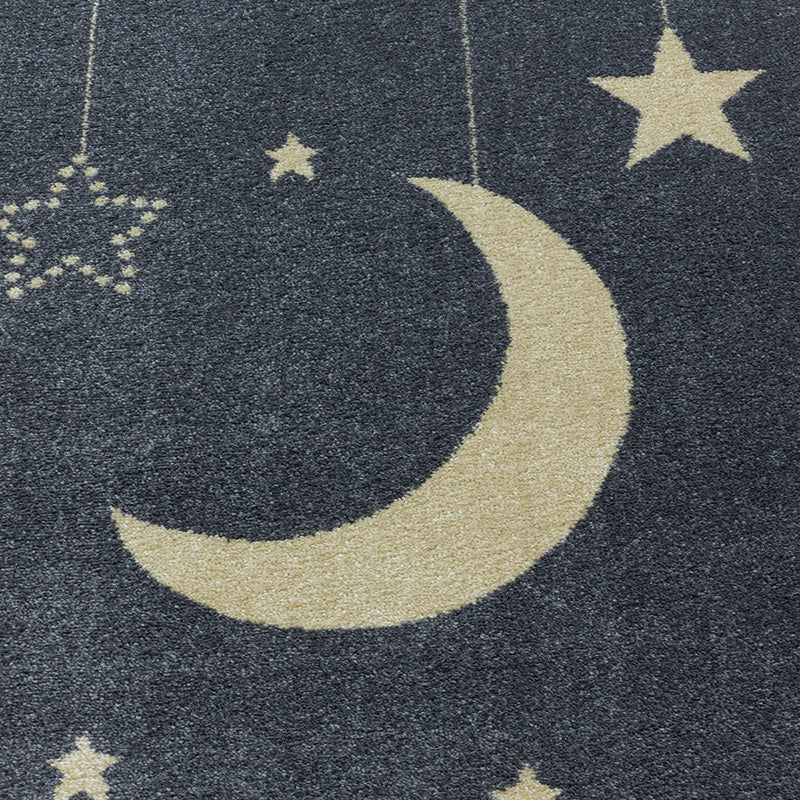 Round Children's Floor Rug - Fleurtje Moon Yellow