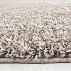 Round High Pile Floor Rug - Life Beige