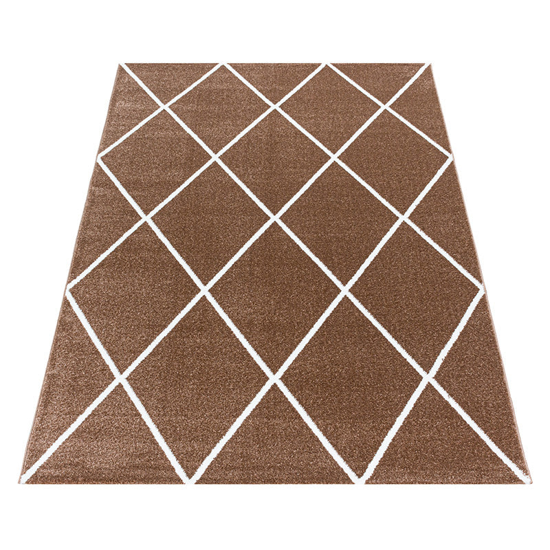 Low-pile floor rug - Smoothly Lines Brown/White