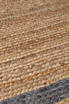 Round jute floor rug - Grazo Natural/Grey