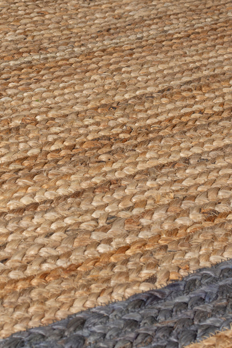 Round jute floor rug - Grazo Natural/Grey