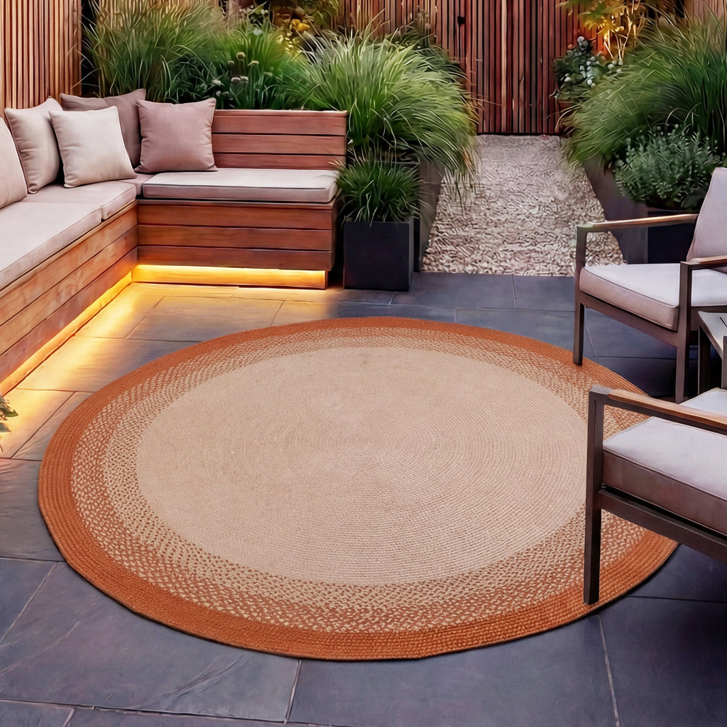 Round Indoor Outdoor Rug - Florence Terracotta