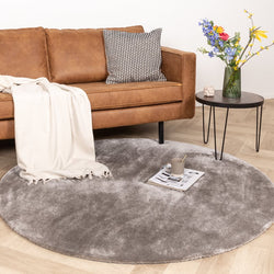 Round Washable Viscose Rug - Vive Taupe