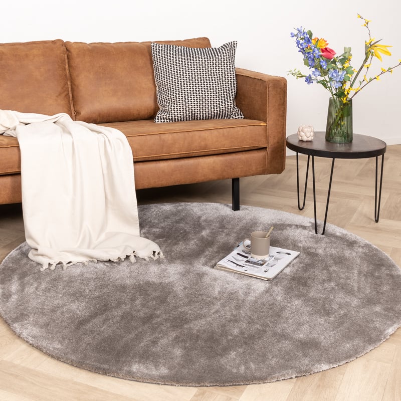 Round Washable Viscose Rug - Vive Taupe