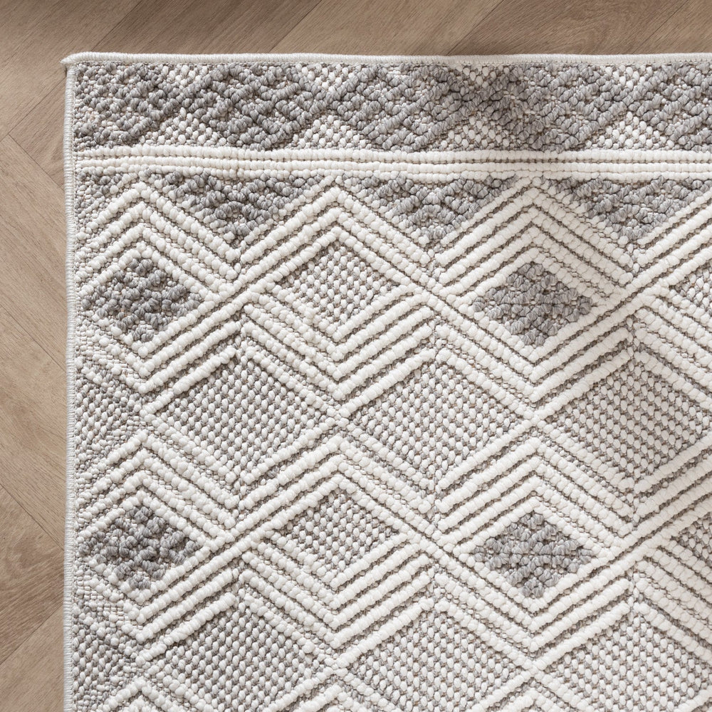 Sustainable floor rug - Lorre Blocks White/Grey