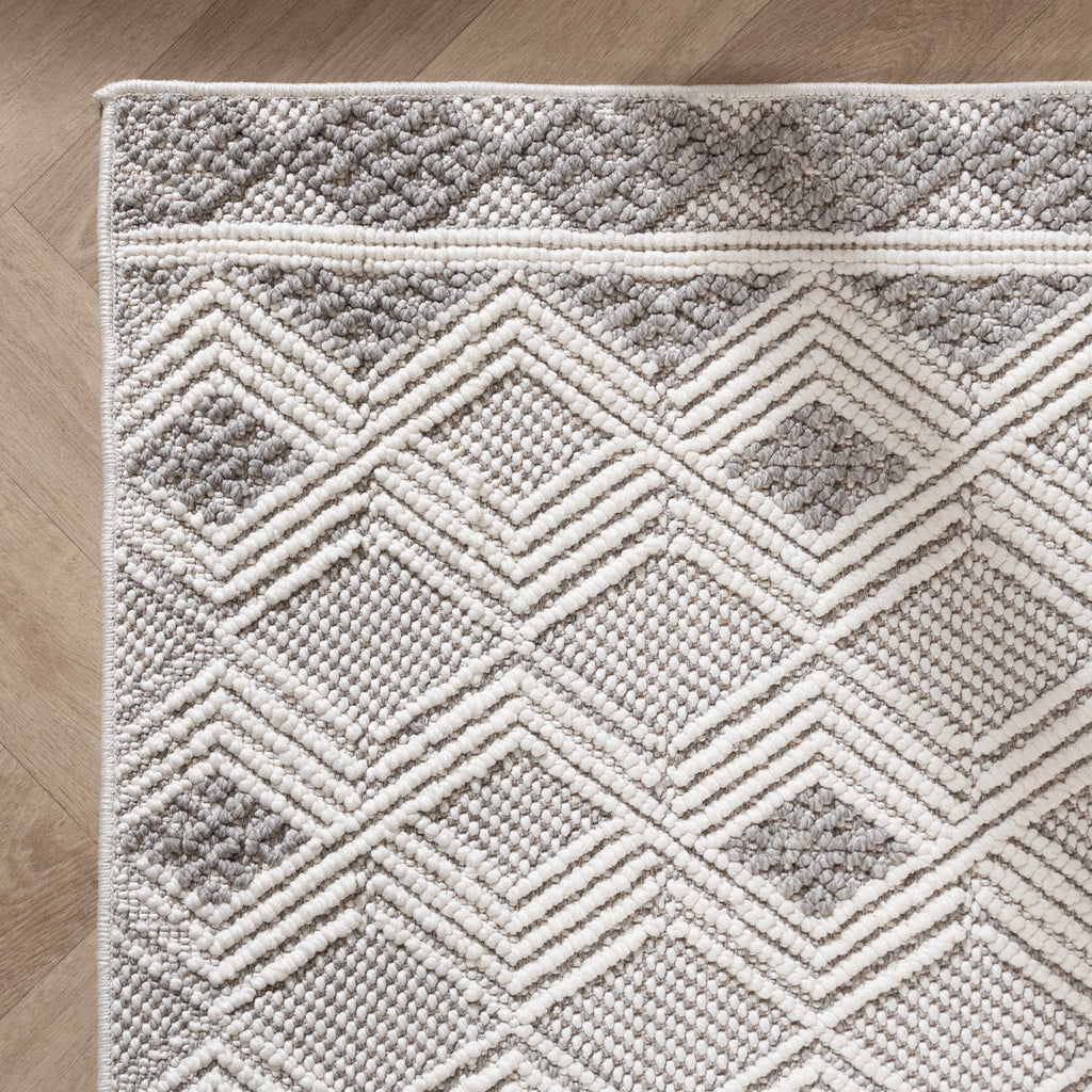 Sustainable floor rug - Lorre Blocks White/Grey