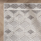 Sustainable floor rug - Lorre Blocks White/Grey