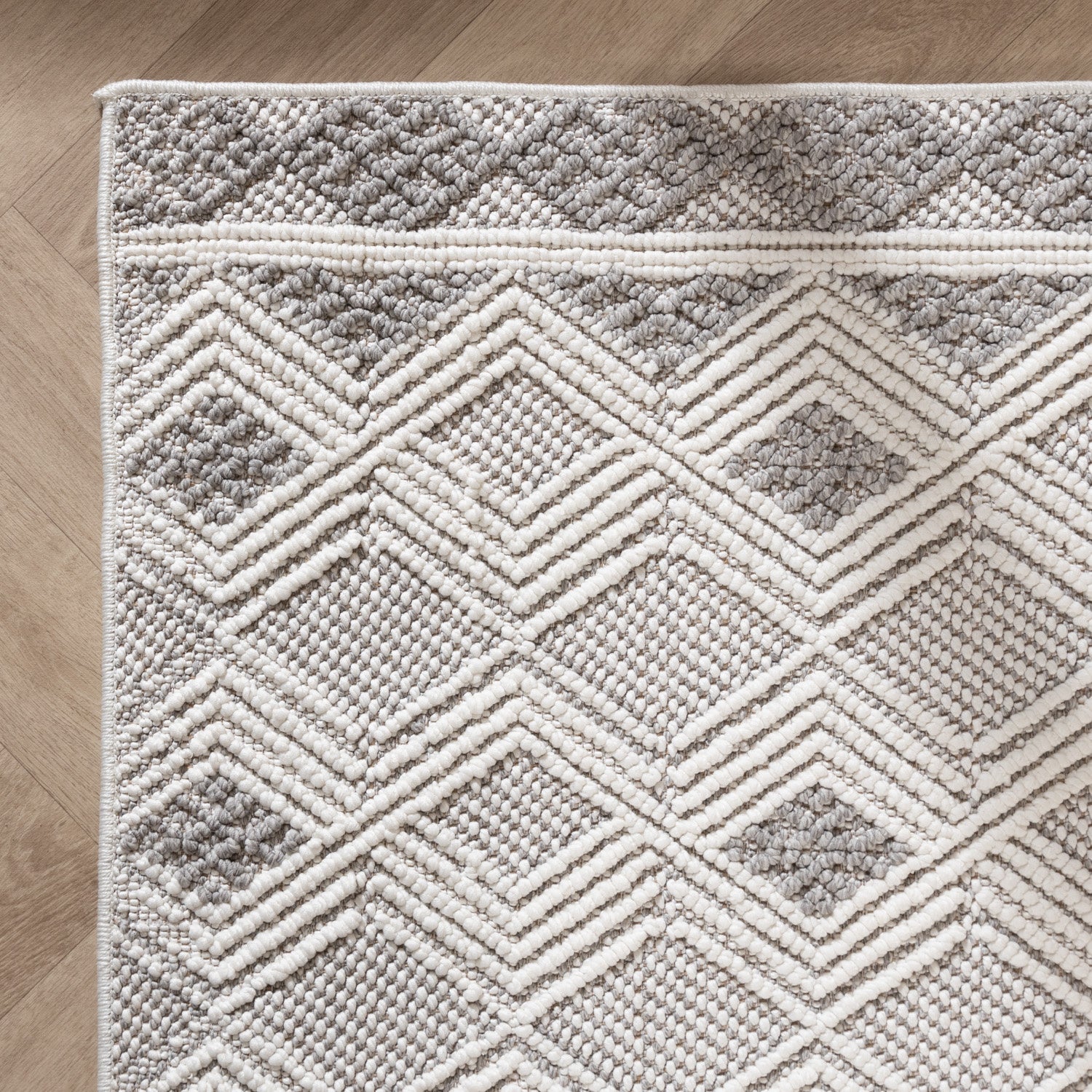Sustainable floor rug - Lorre Blocks White/Grey