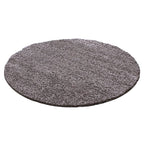 Round High Pile Rug - Solid Dark Grey