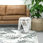 Botanical Rug - Palmier Leaves Grey