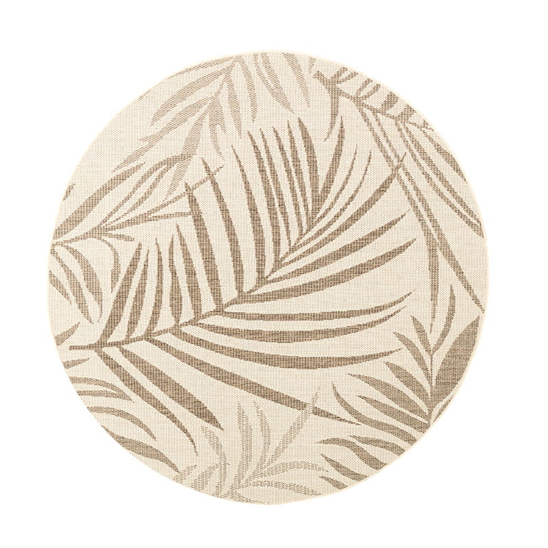 Round Jute Outdoor Rug - Nomad Leaves Cream