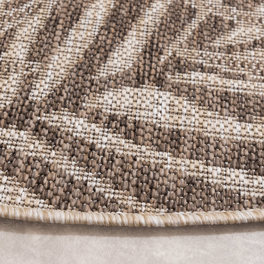 Round Outdoor Rug - Tiga Edge Taupe