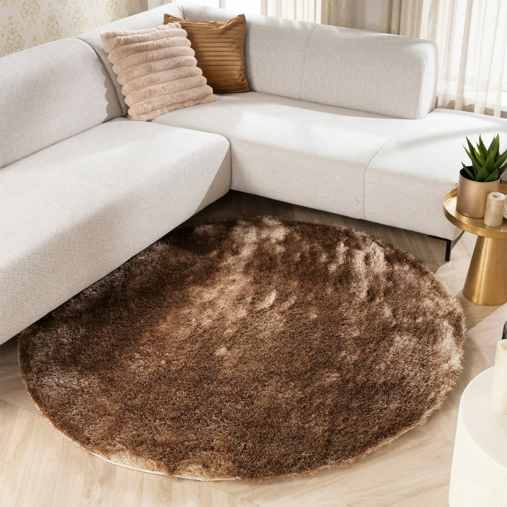 Round High Pile Rug - Glorious Taupe