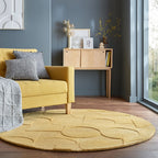 Round Modern Floor Rug - Mozo Gigi Ochre Yellow
