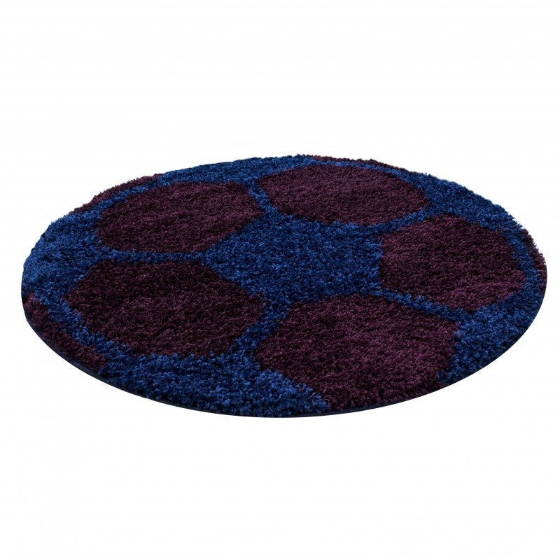 Round High-Pile Rug - Fun Blue