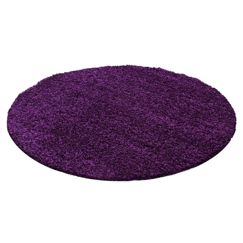 Round High-Pile Floor Rug - Life Purple