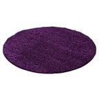 Round High-Pile Floor Rug - Life Purple