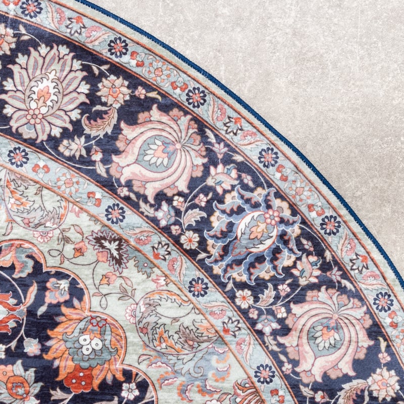 Round Vintage Rug - Imagine Medallion Blue