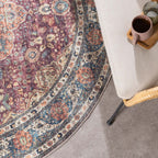 Round Indoor Outdoor Rug - Kairo Medallion Burgundy