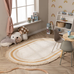 Oval washable children's rug - Milo Beige