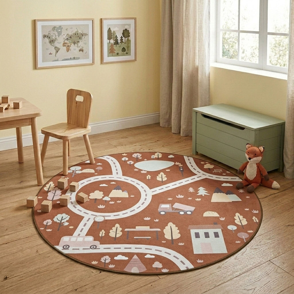 Round Play Rug Car - Rocky Ride Terra