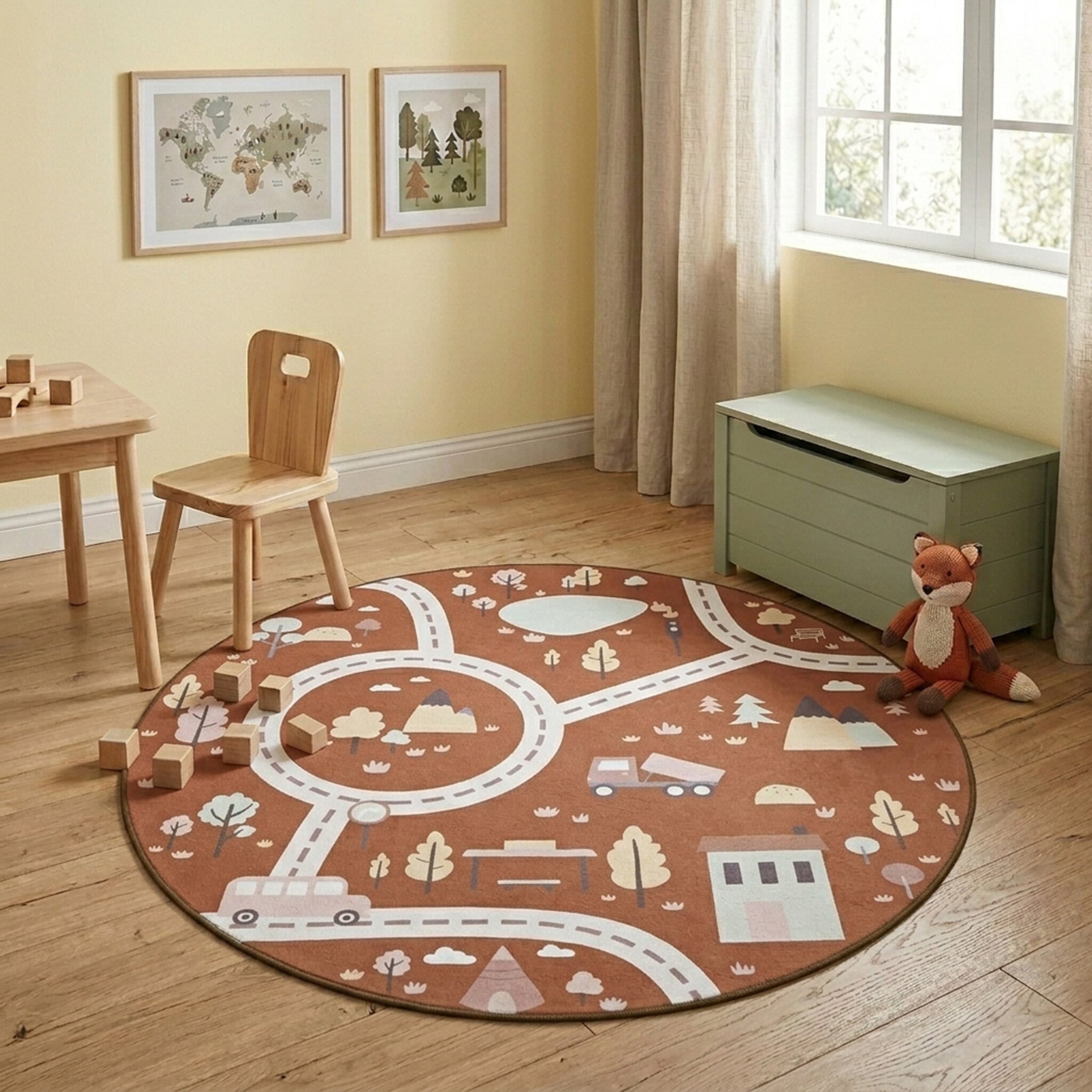 Round Play Rug Car - Rocky Ride Terra
