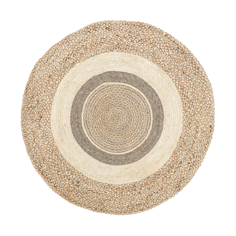 Round Jute Rug - Mirai Border White/Blend