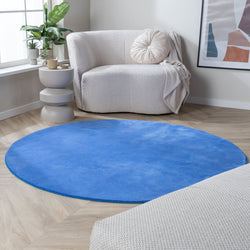 Round Washable Rug - Vivid Blue