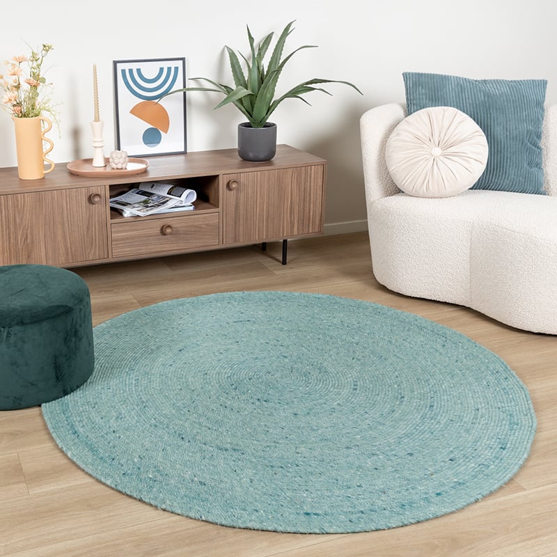 Round Wool Rug - Wise Blue