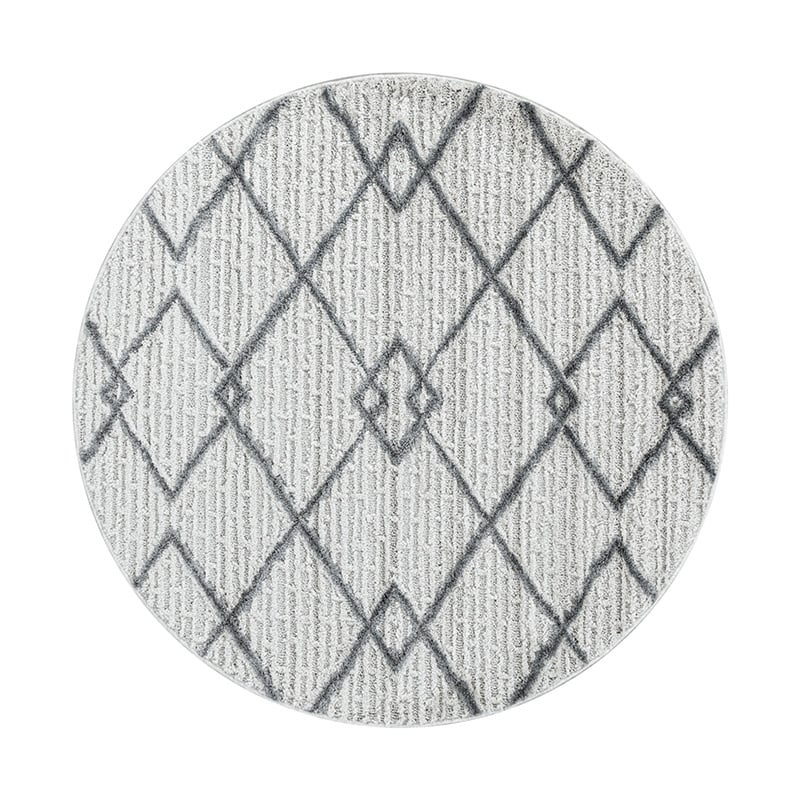 Round Scandinavian floor rug - Pitea Strangle Cream