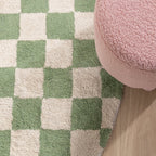 Round Retro Rug - Gambit Green/White