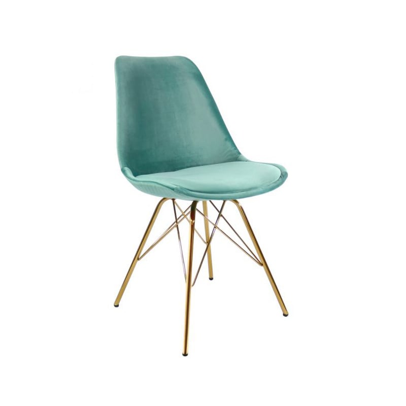 Velvet Chair Mint Green - Gold Frame