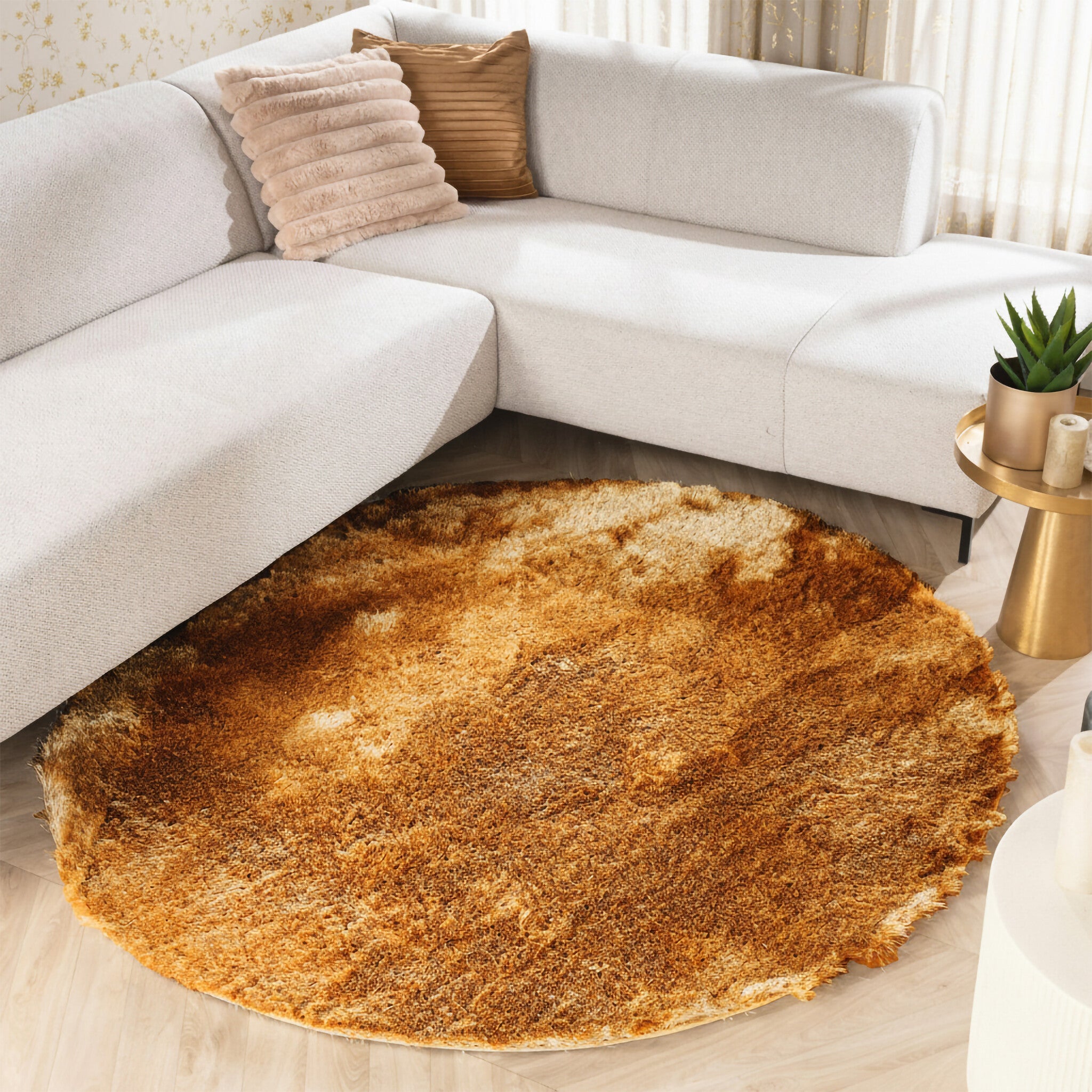 Round High Pile Rug - Glorious Gold/Yellow