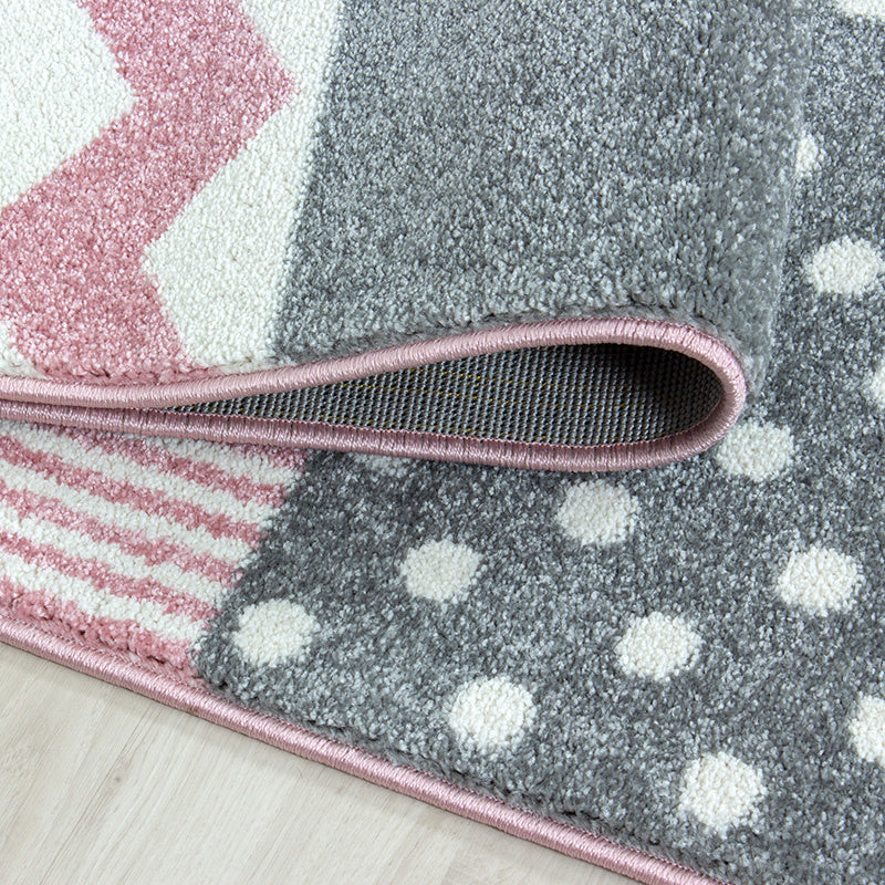 Round children's floor rug - Ava Multi/Pink