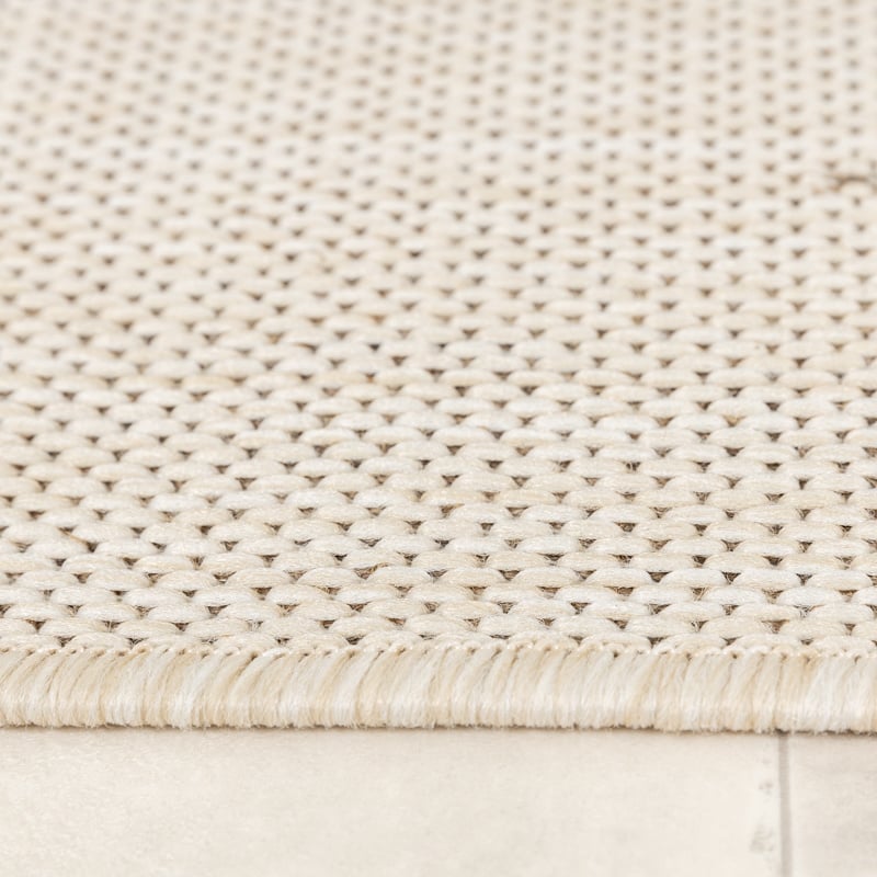 Round Jute Outdoor Rug - Nomad Leaves Cream